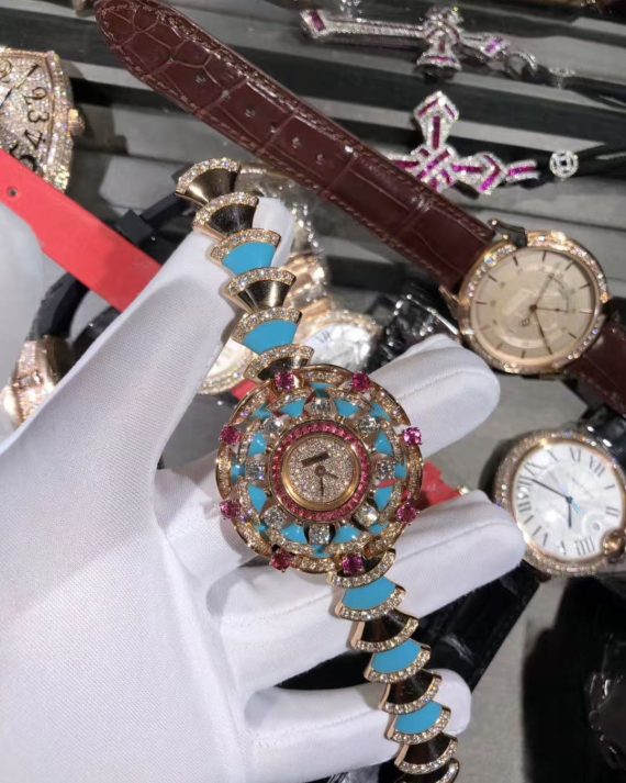 Bulgari 39mm Gold and Diamond Watch