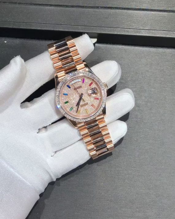 Rolex 36mm 18k Gold Diamond Watch